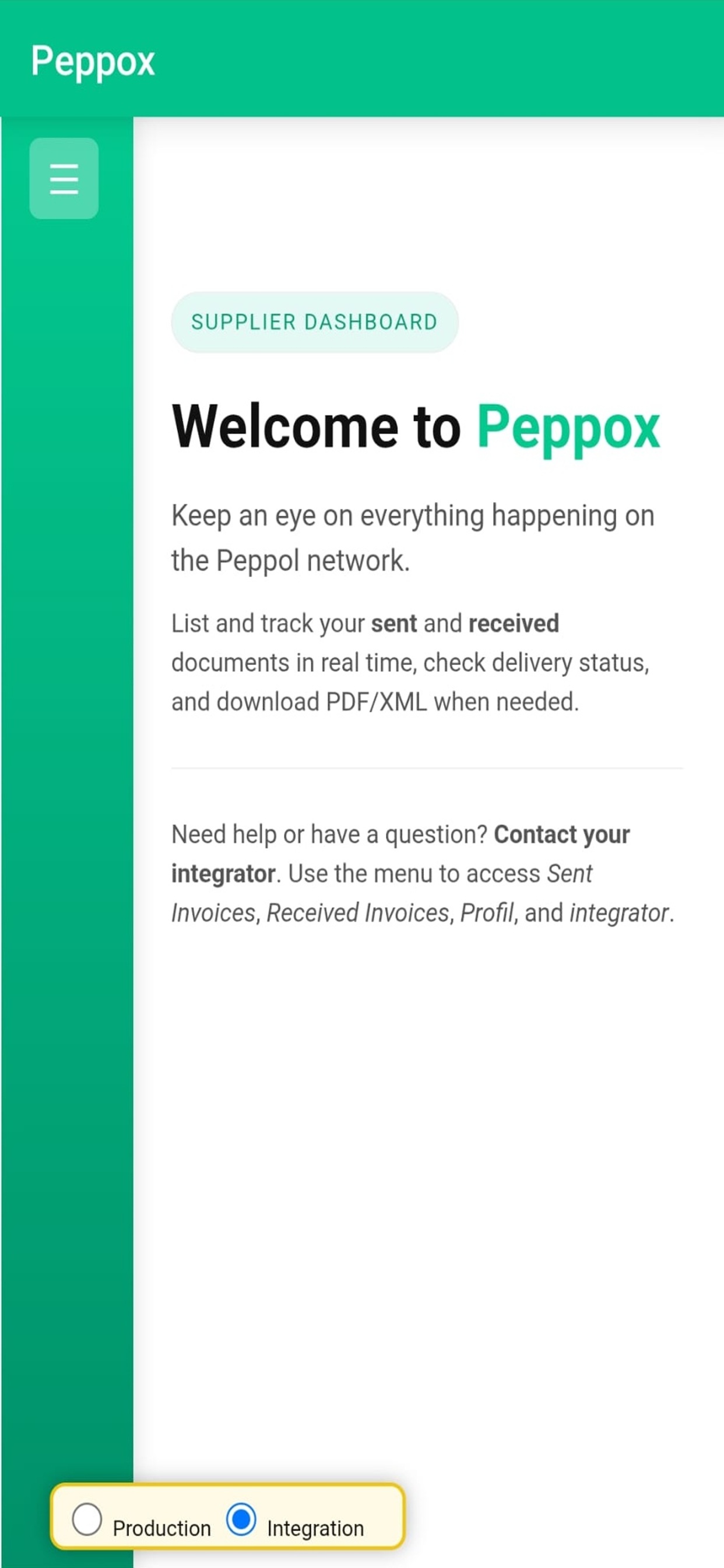 Welcome dashboard showing key guidance